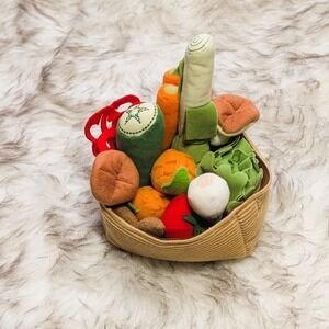 CHILDRENS SOFT PLAY VEGETABLES IN A BASKET TOYS IKEA CARROTS TOMATOES MUSHROOM +